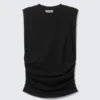 Pleated Tank Top – Black