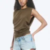 Pleated Tank Top – Dark Mole