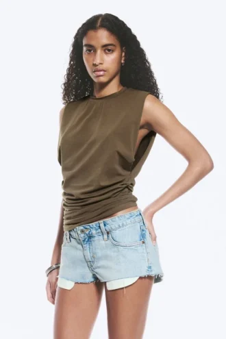 Pleated Tank Top – Dark Mole