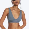 Plunge Pull-On Bikini Top – Dusty Blue – Shimmer