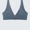 Plunge Pull-On Bikini Top – Dusty Blue – Shimmer