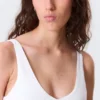 Plunge Rib Soft Bra – White