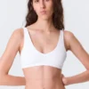 Plunge Rib Soft Bra – White
