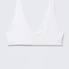 Plunge Rib Soft Bra – White