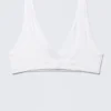 Plunge Rib Soft Bra – White