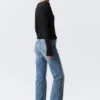 Plunging V-Neck Long-Sleeved Top – Black
