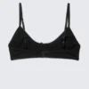 Pointelle Scooped Cotton Bra – Black