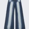 Poser Regular Waist Loose Wide Jeans – Blue Spray | Cheap Monday Gb