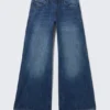 Poser Regular Waist Loose Wide Jeans – Blue Web – Medium Blue | Cheap Monday Gb