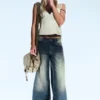 Poser Regular Waist Loose Wide Jeans – Canyon Blue – Dark Blue | Cheap Monday Gb