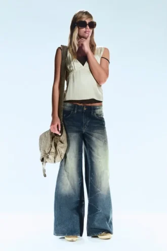 Poser Regular Waist Loose Wide Jeans – Canyon Blue – Dark Blue | Cheap Monday Gb