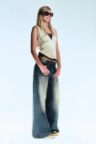 Poser Regular Waist Loose Wide Jeans – Canyon Blue – Dark Blue | Cheap Monday Gb