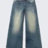 Poser Regular Waist Loose Wide Jeans – Canyon Blue – Dark Blue | Cheap Monday Gb
