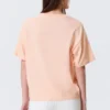 Printed Boxy T-Shirt – Light Orange – Pink Flower
