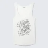 Printed Fitted Tank Top – White – Dream & Dazzle