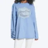Printed Long-Sleeved Cotton T-Shirt – Medium Blue – Swan