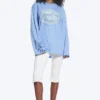 Printed Long-Sleeved Cotton T-Shirt – Medium Blue – Swan
