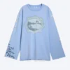 Printed Long-Sleeved Cotton T-Shirt – Medium Blue – Swan