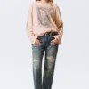 Printed Long-Sleeved Cotton T-Shirt – Printed Light Pink