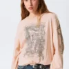 Printed Long-Sleeved Cotton T-Shirt – Printed Light Pink