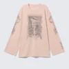 Printed Long-Sleeved Cotton T-Shirt – Printed Light Pink