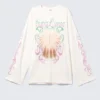 Printed Long-Sleeved Cotton T-Shirt – White – Hyper Lunar