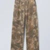 Printed Loose Fit Sweatpants – Khaki – Woodland