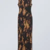 Printed Maxi Mesh Slit Dress – Dusty Brown