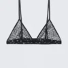 Printed Mesh Triangle Bra – Black – Dots