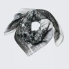 Printed Square Scarf – Black/Blue Paisley Pattern