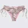 Printed Tie-Side Bikini Bottoms – Pink Tiger-Striped