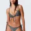 Printed Triangle Bikini Top – Dark Grey – Glitter