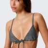 Printed Triangle Bikini Top – Dark Grey – Glitter