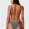 Printed Triangle Bikini Top – Dark Grey – Glitter