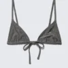 Printed Triangle Bikini Top – Dark Grey – Glitter