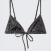 Printed Triangle Bikini Top – Printed Dark Grey