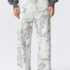 Printed Wide-Leg Pull-On Trousers – White – Camo