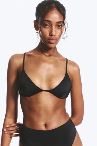 Racerback Triangle Bikini Top – Black