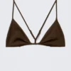 Racerback Triangle Bikini Top – Dark Brown