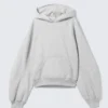 Raglan-Sleeved Boxy Hoodie – Grey Melange