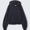 Raglan-Sleeved Boxy Hoodie – Washed Dark Navy Blue