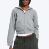 Raglan-Sleeved Cutline Zip Hoodie – Grey Melange