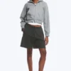 Raglan-Sleeved Cutline Zip Hoodie – Grey Melange