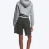 Raglan-Sleeved Cutline Zip Hoodie – Grey Melange