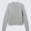Raglan-Sleeved Wool-Blend Zip Cardigan – Grey Melange