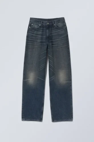 Rail Mid Rise Loose Wide Jeans – Deep Ocean Blue – Dark Blue