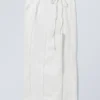 Raw-Edged Maxi Denim Wrap Skirt – White