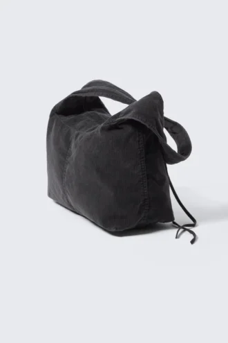Rectangular Corduroy Shoulder Bag – Black