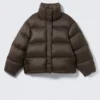 Recycled Down Puffer Jacket – Dark Brown