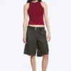 Red Fitted Cotton Jersey Tank Top – Red